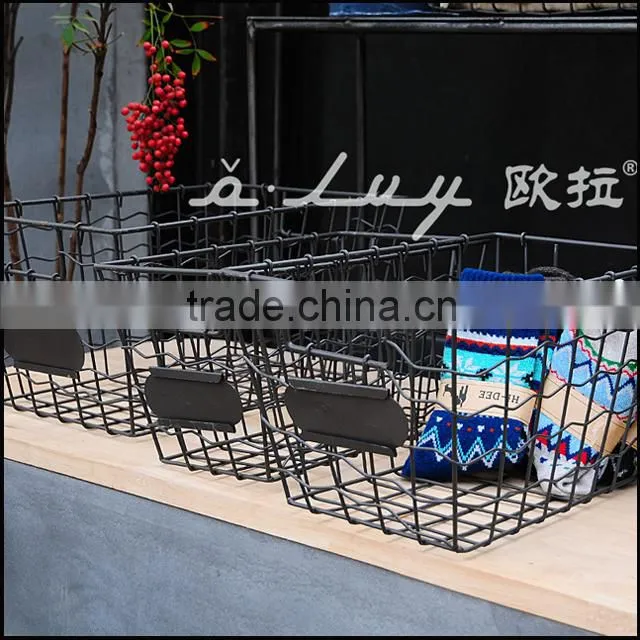 S/3 grey weavy wire basket set