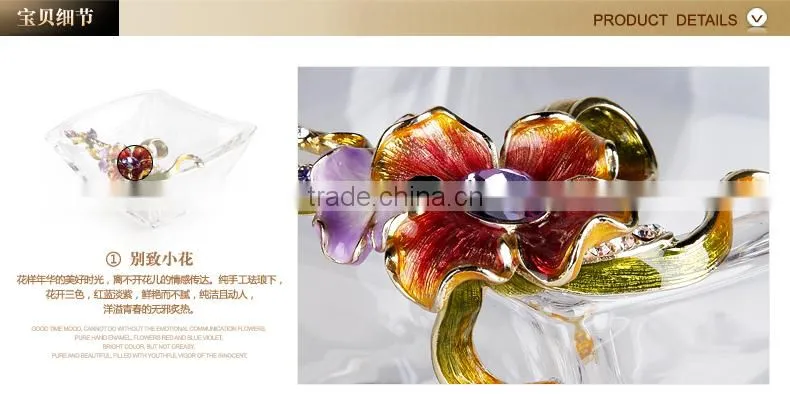 RORO craft gift home decorative metal fruit plate wedding gift and craft crystal decoration