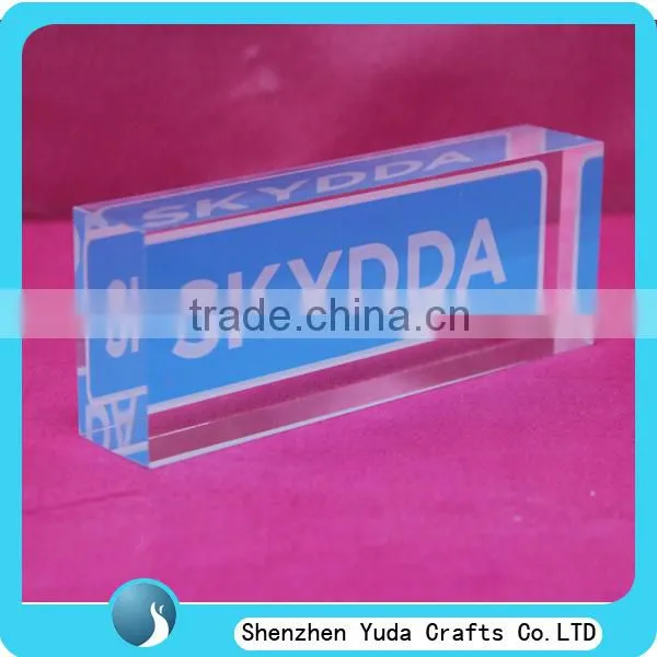 retail selling acrylic plus screen printed logo, pretty acrylic block rectangular nameplate signage