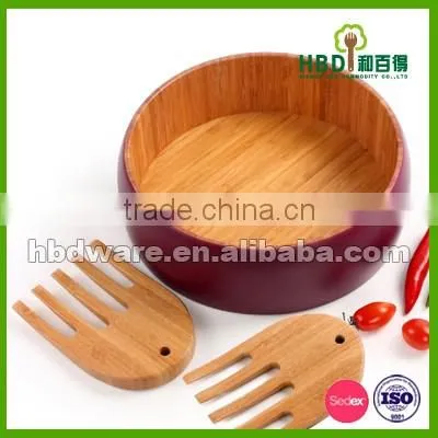 High quality salad bowl,bamboo salad bowl with server wholesale
