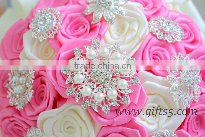 Handmade Lovely pink white rose bride bouquet