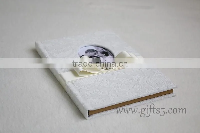 Handmade wedding guestbook with lace hardcover
