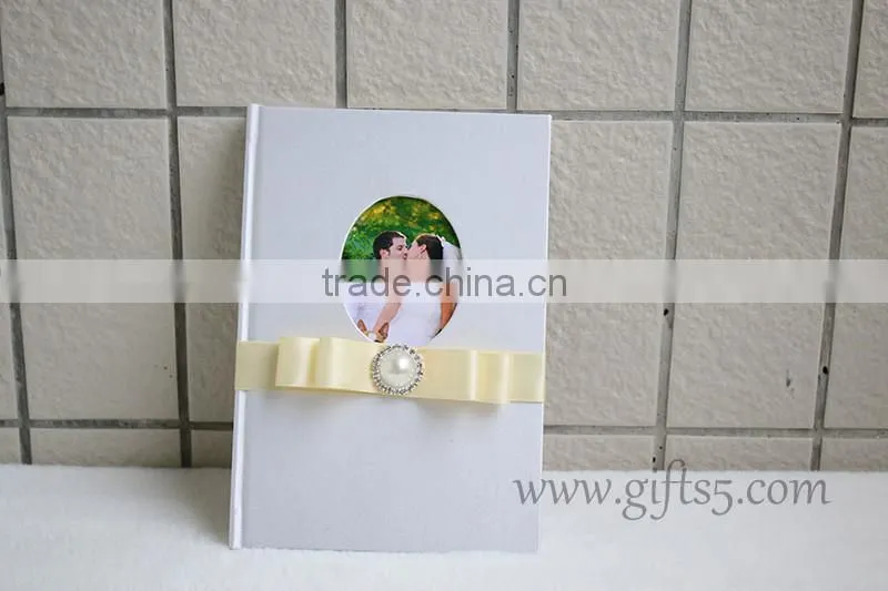 Custom Handmade Wholesale Wedding Guest Books with silk hardcover