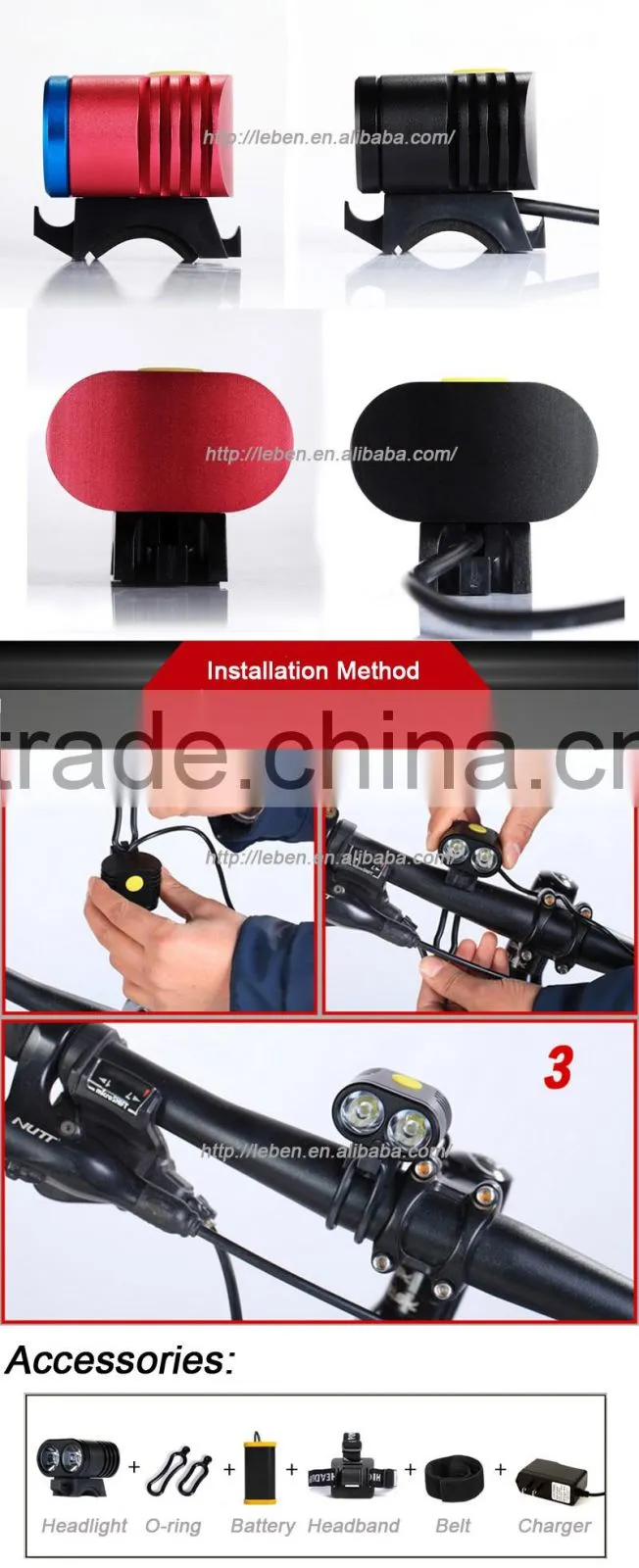 New Design 2 x Cree XM-L T6 LED outdoor riding bike mountain bicycle light