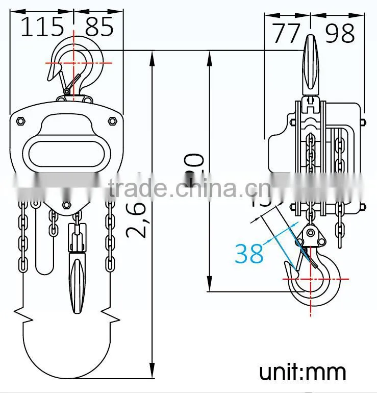 SUMAKE Brand 2 TON Heavy Duty Chain Hoist