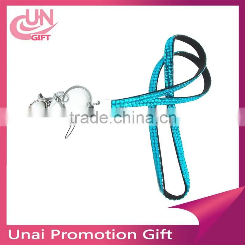 2016 hot selling top quality rhinestone lanyard with key ring
