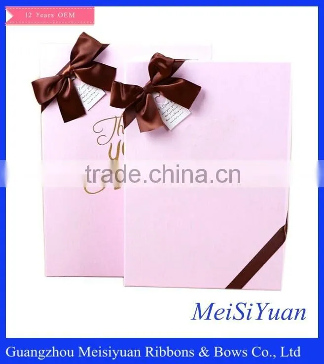 Custom chocolate packing ribbon bow with elastic loop pre-made bow for baking decoration