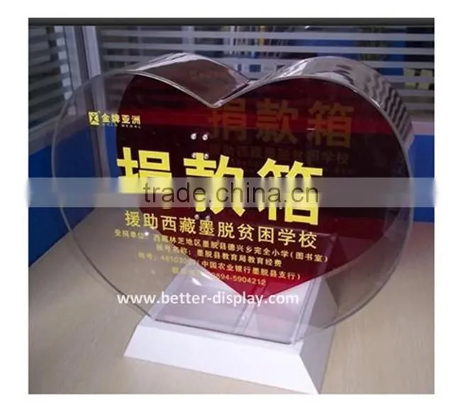 red heart shaped charity collection money boxes free stand