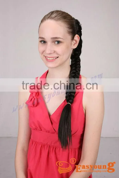 Custom long snap on synthetic fishtail plait ponytail hair pieces