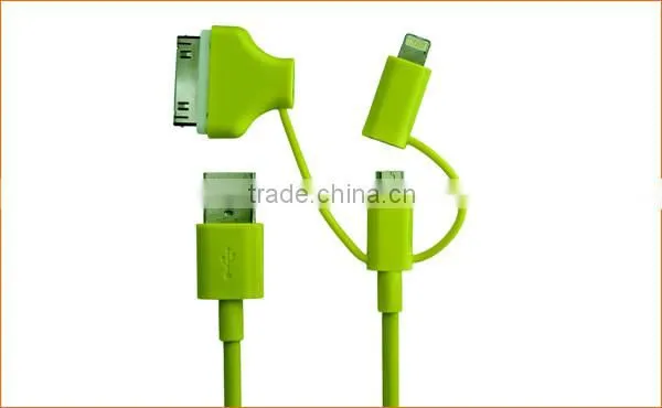 Mfi certified 2.4A fast charge 3 in 1 Combo charging usb Cable for devices
