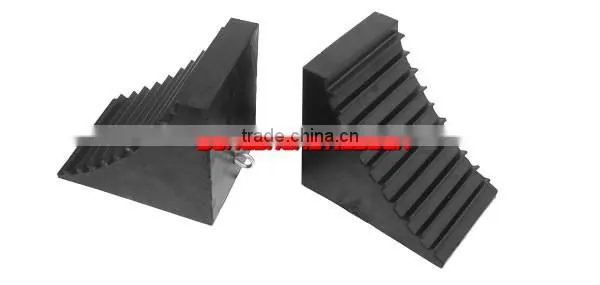 Automotive Wheel Chock with Pull Rope attached.