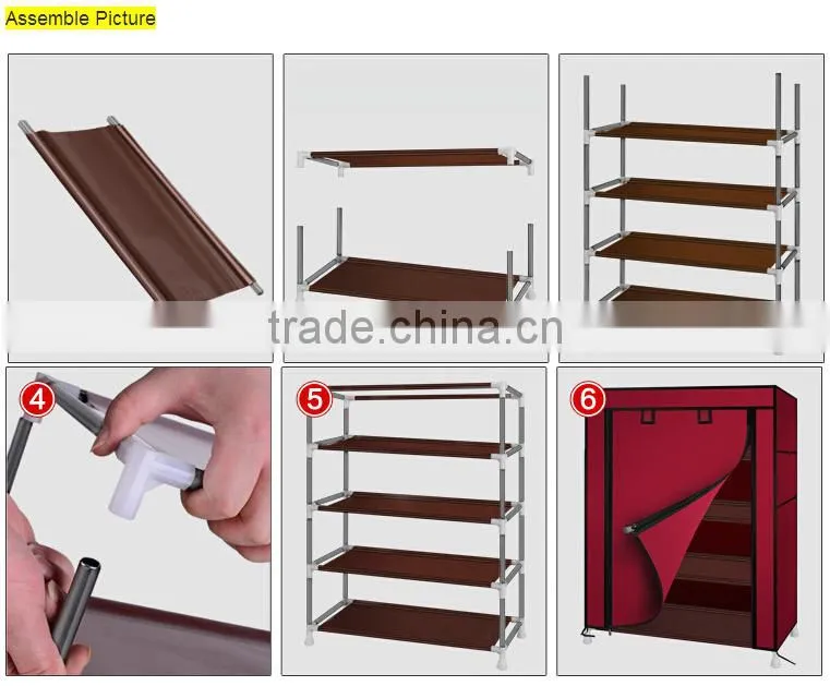 4 layers portable folding shoe organizer racks assemble by tubes and connections (FH-FR00704)