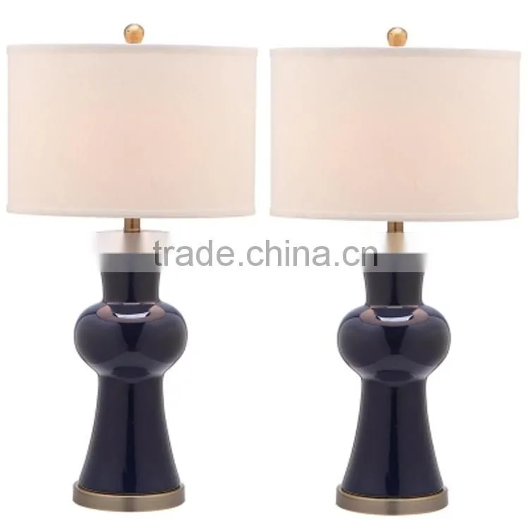 Hot Selling Metal Base Ceramic Body With Fabric Lampshade Modern Desk Lamp Bedroom Living Room Dining Room Table Lamp