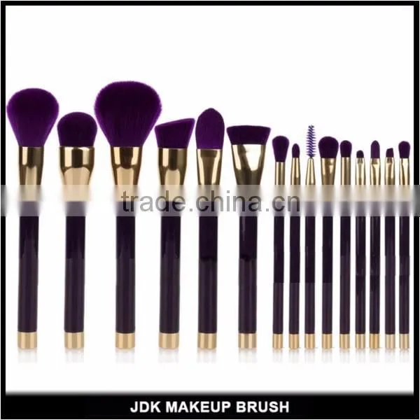 Low MOQ hottest selling unique design 15pcs cosmetic makeup brush set with colorful hair