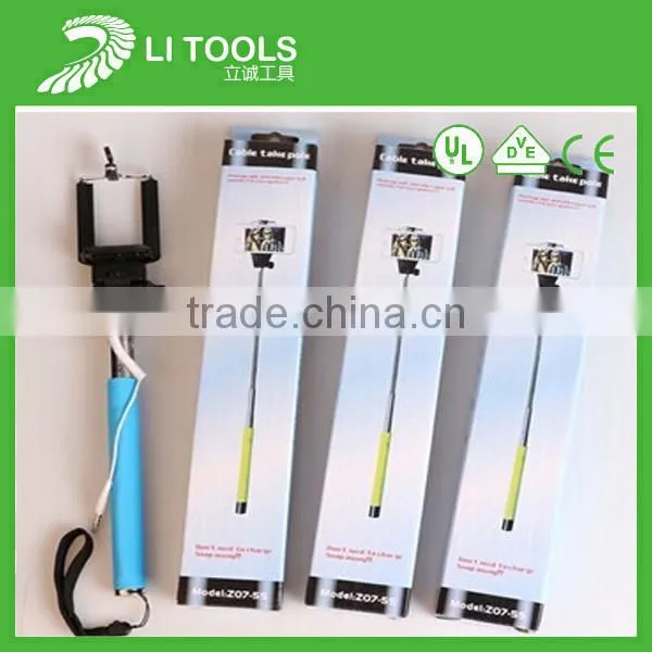 Cheap handheld stainless steel wand pole wire control selfie stick