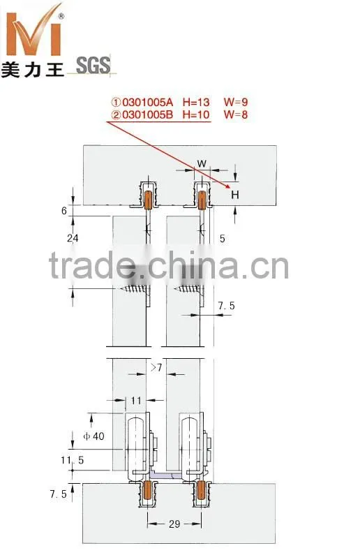 Hot Sales Wardrobe Sliding Door Hardware Kits for Sliding Closet Doors