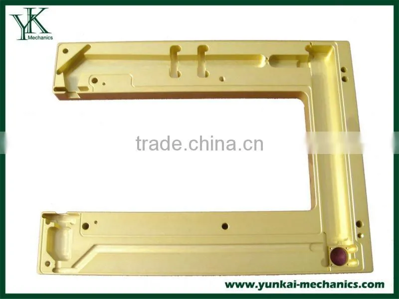 OEM CNC milling part with golden color plating, high precision deco part