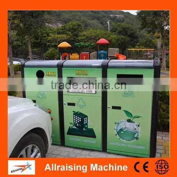 Unique design intelligent sun powered trash compactor bin with advertisement