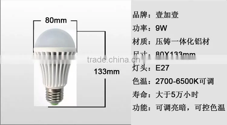 Good quality 2.4G Wireless E27 6W led lighting Bulb Lamp light with Remote controller