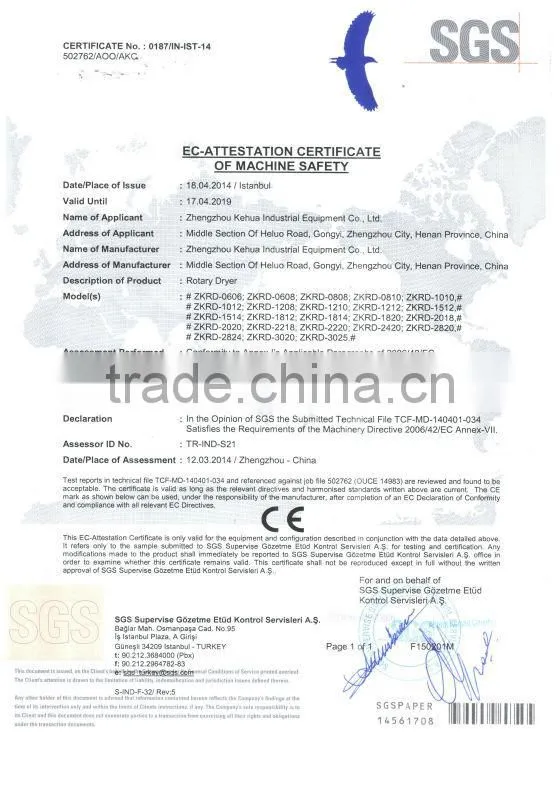 High Capacity Sludge Rotary Dryer/ Slurry Rotary Dryer