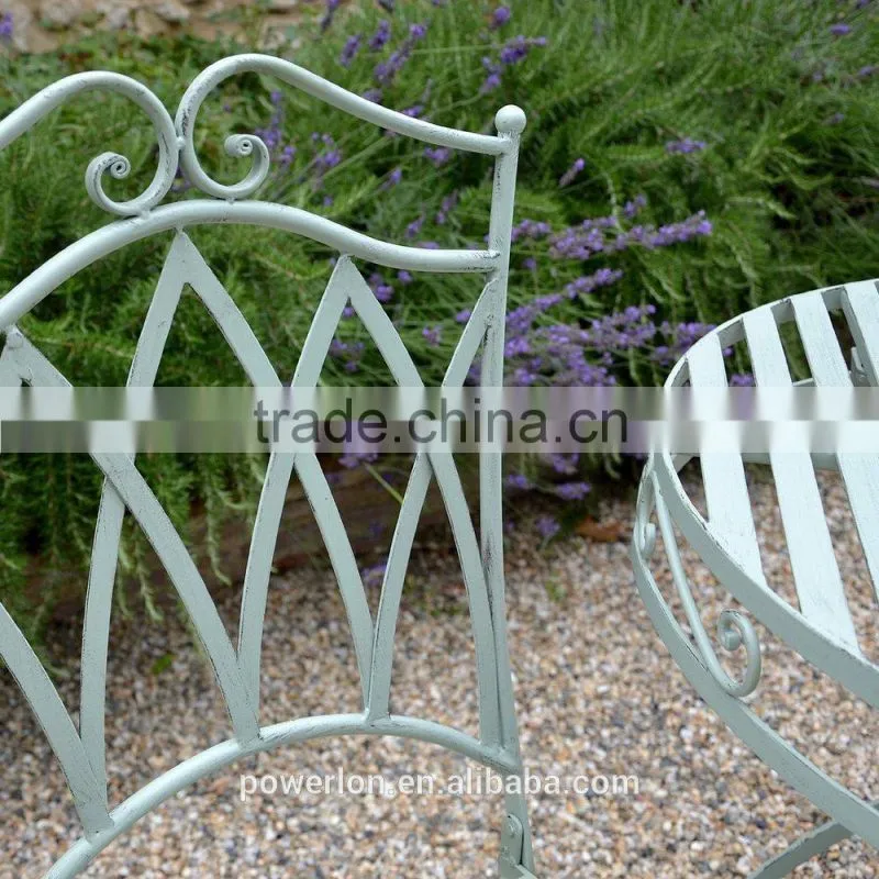 Bluish Green Cast Iron Folding Bistro Set Garden Furniture Gothic Style