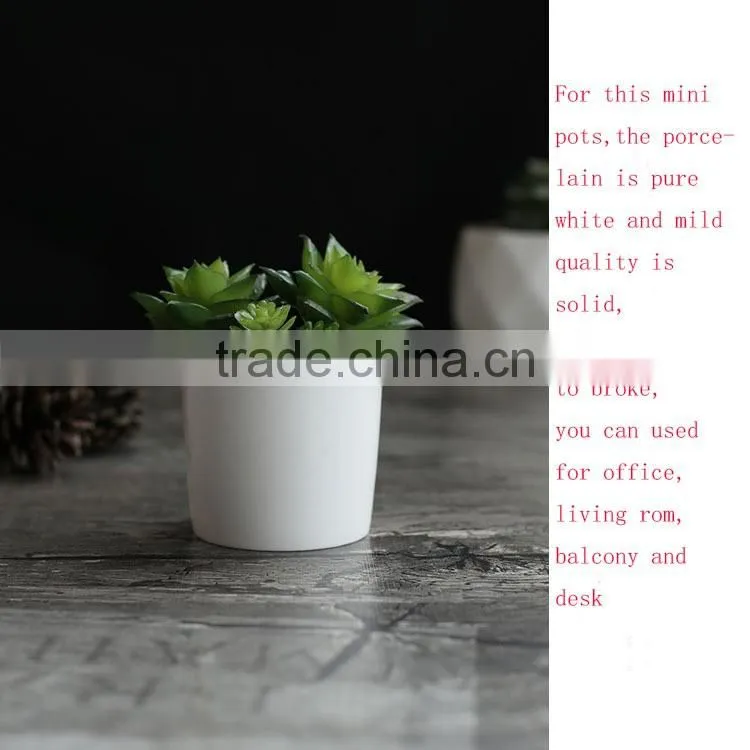 Simple morden desktop decor mini white ceramic flower pots for succulent planter
