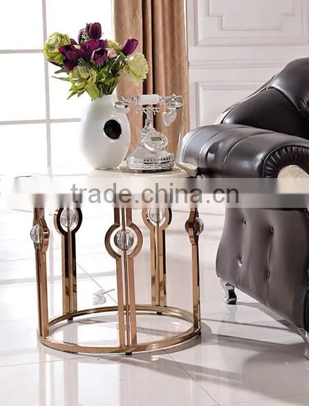 D366 Hot Sale Marble Top Round Gold Side Table