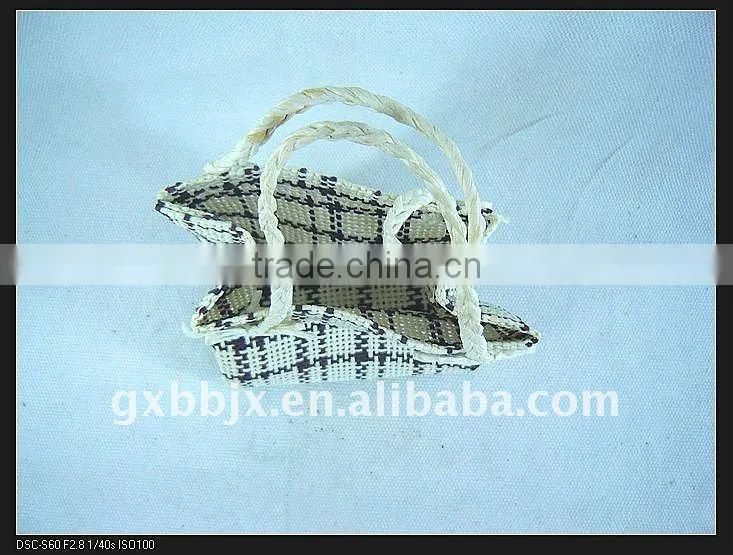 Grey cotton&paper rope rectangle small women bags brand name