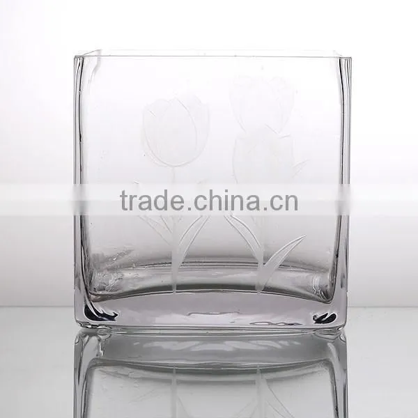 hand carved crystal glass vase