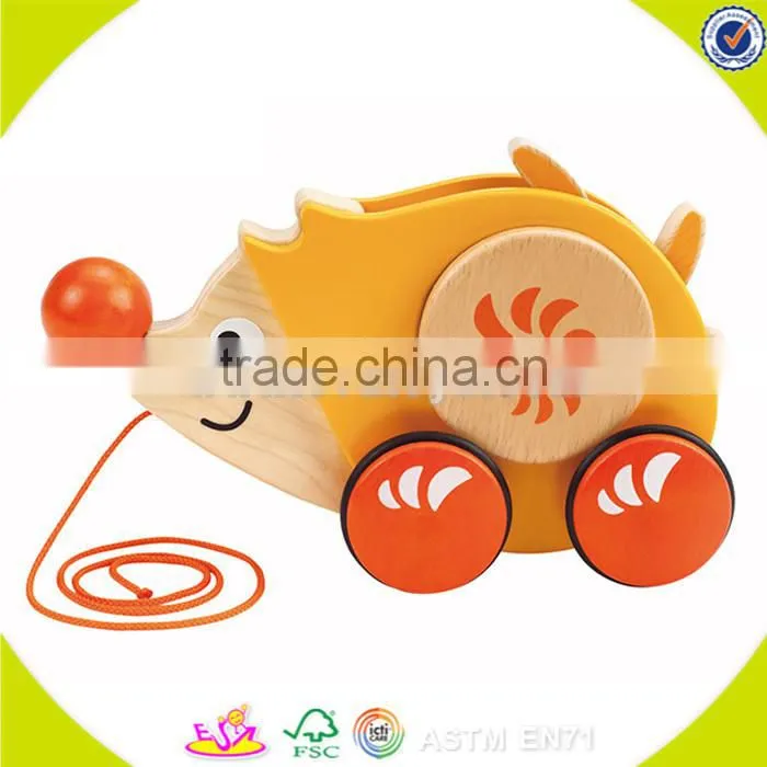 wholesale brand new wooden children pull animal car toy top quality wooden pull animal car toy W05B035