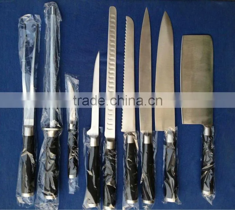 9 pieces stainless steel kitchen knife sharpener set in Nylon case
