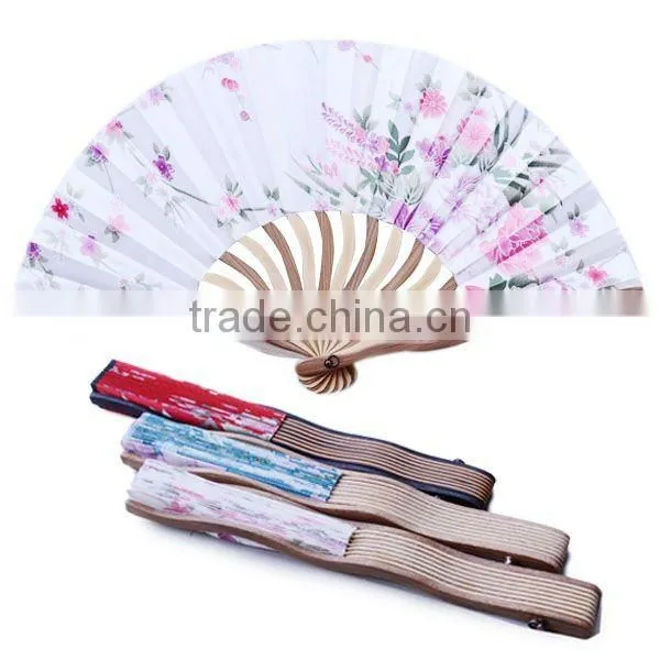 2015 hot selling Bamboo cloth folding fan