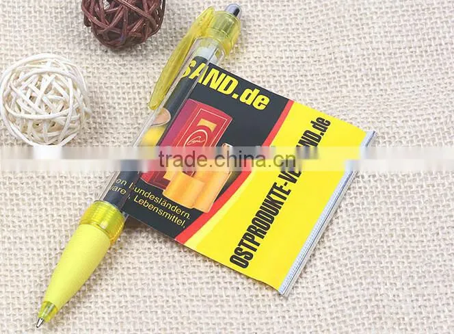 2015 Hot Selling Company Advertising Banner Pen Banner Ball Pen Plastic Pull Out Banner Pen