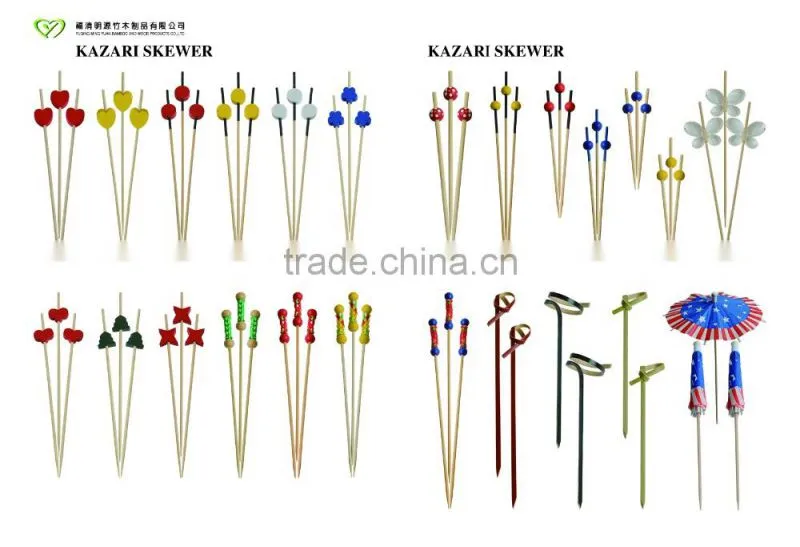 Custom Art Eco-friendly Natural Decoration Small Twist Mini Bamboo Skewer