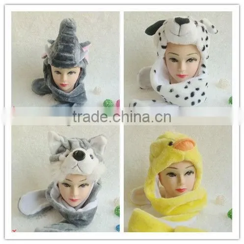 2013 Soft and Warm Custom Child Lovely Animal Ear Winter Hat/ Winter Animal Hat with pockets IN STOCK