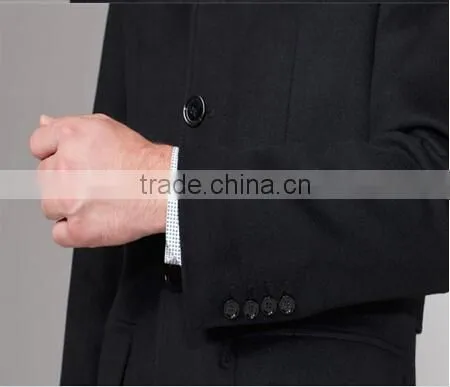 2017 Tailored Black Fashion Design Back Vent Slim Fit Mens Cashmere Men Coat