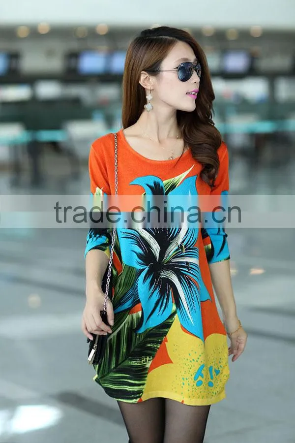 Latest designs sexy print knitted sweaters for girls