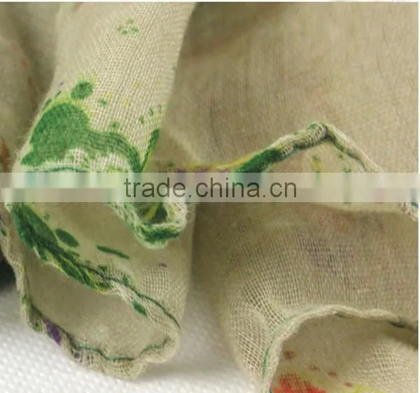 Korean style new product hot sale fashion super big Paris yarn women print silk hijab scarf
