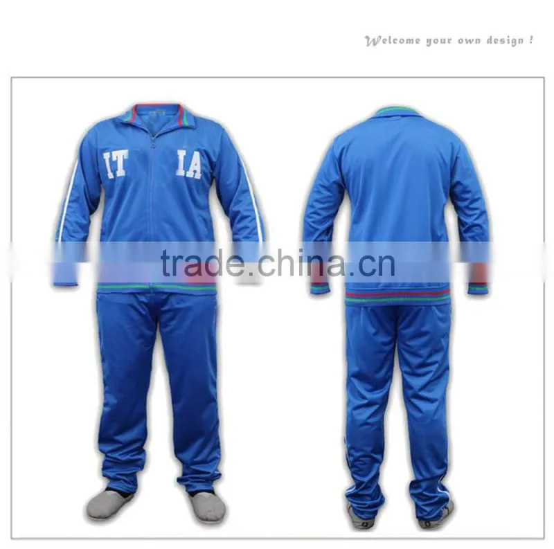 Mens custom color contrast gym 100% fleece tracksuit