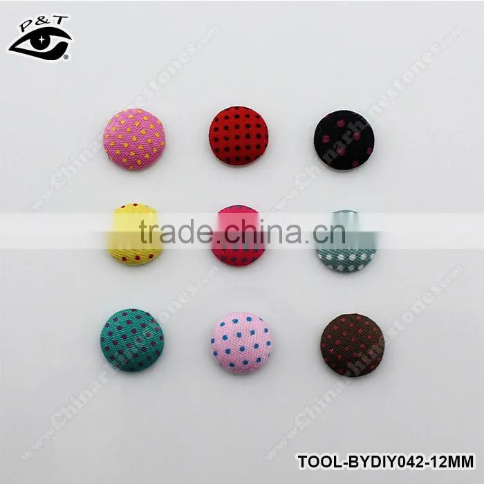 12mm Semicircle Polka-dot Printing Covered Buttons Flatback Fabric Button Accessories for Craft