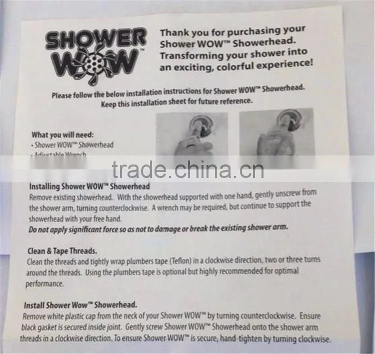 AS SEEN ON TV led rainbow shower head with 7 vibrant colors