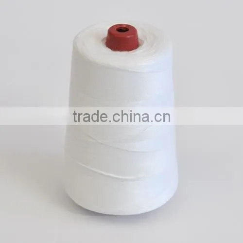 High tenacity raw white 100% spun polyester bag closing sewing thread