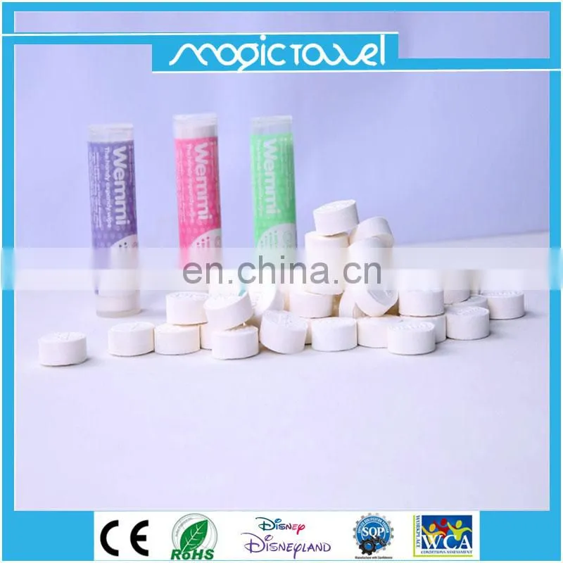 Eco-friendly mini magic compressed facial tablet tissue for face cleaning