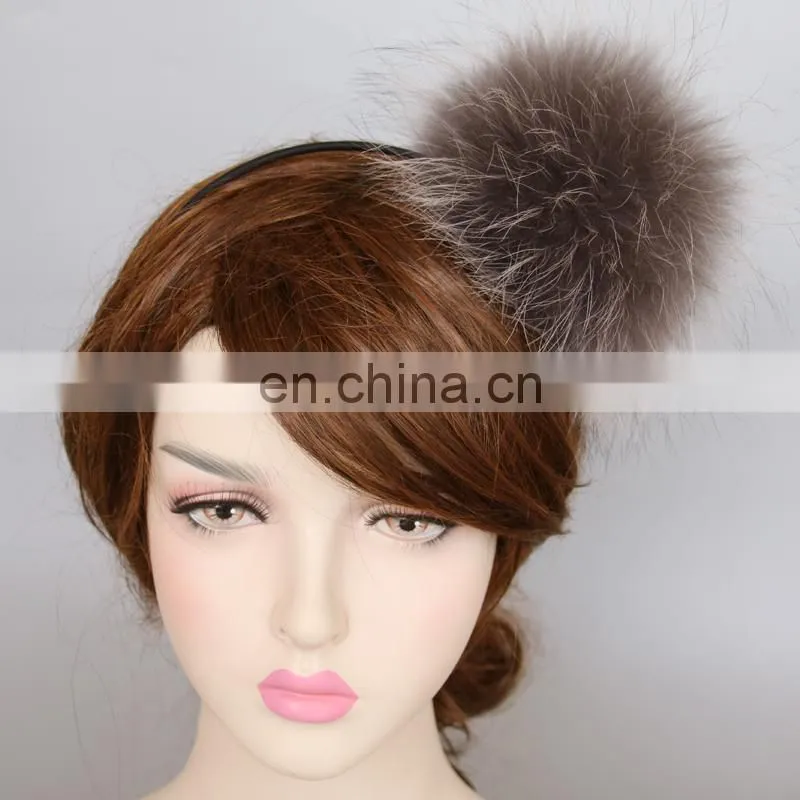 15cm large raccoon fur pompom hair hoop fluffy fur pompon hairband wholesale