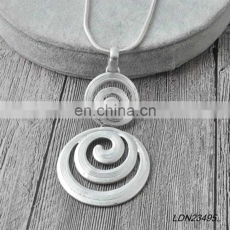 Silver Plated Pendant Necklace Brown leather Necklace