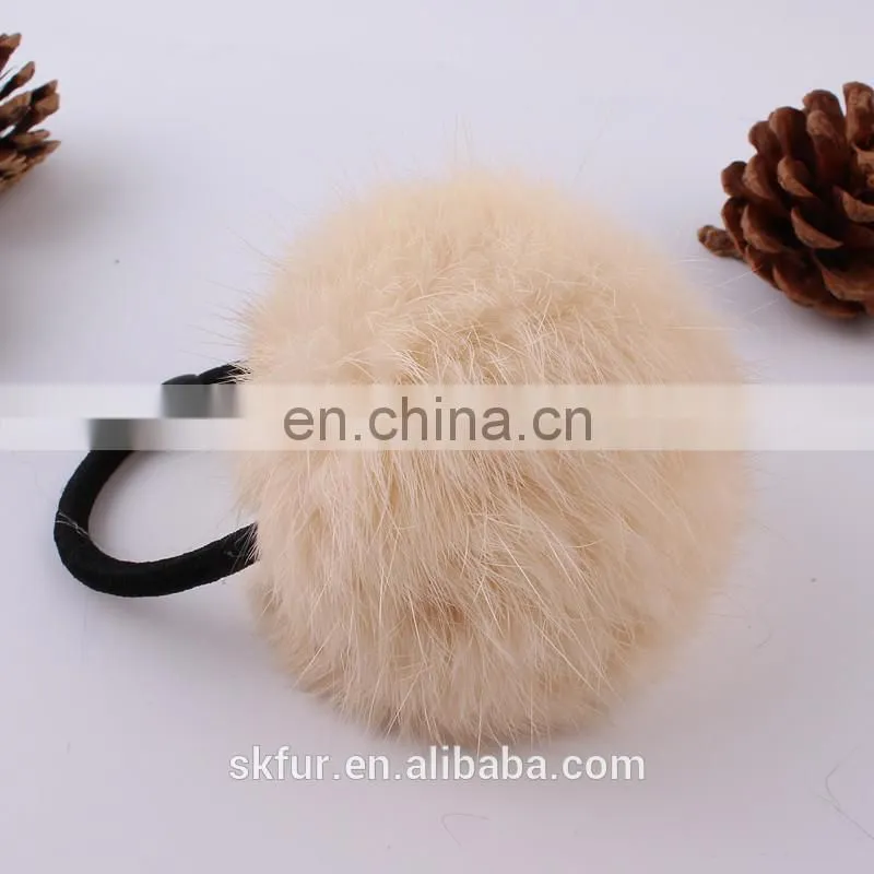 Factory wholesale baby elastic hair rubber bands with fur ball for girls and women