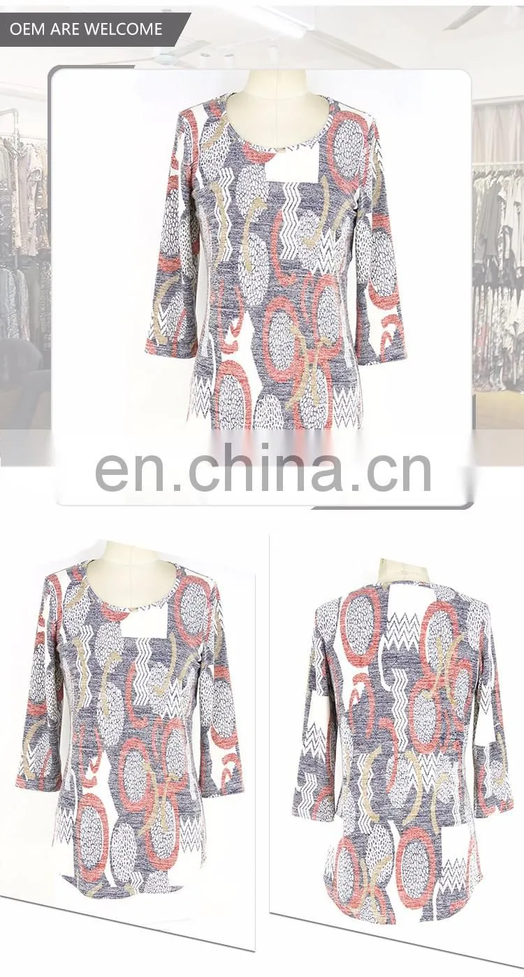 Crew Neck Lady Fashion Design Popular Casual Long Sleeve Blouse