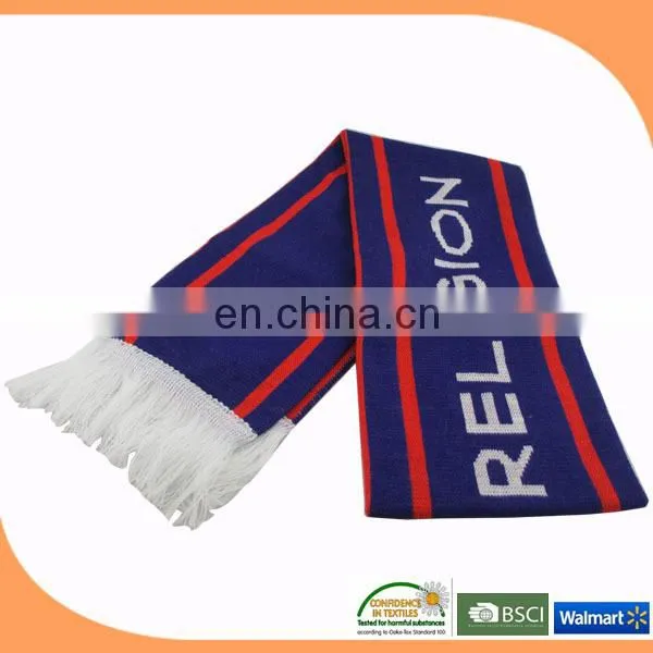 Acrylic knitted football fan scarf
