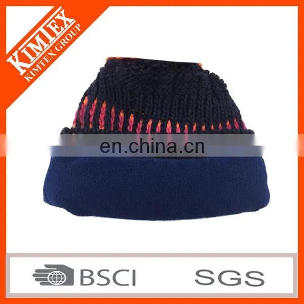 Warm Winter Polar Fleece knitted hat with pom pom