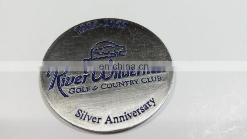 Golf Souvenir Iron Coin in Die Cast Process, Antique Silver Plating and Soft enamel technique